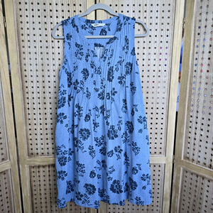 Sonoma Goods for Life Blue Floral Sundress Linen Blend Womens SIZE L